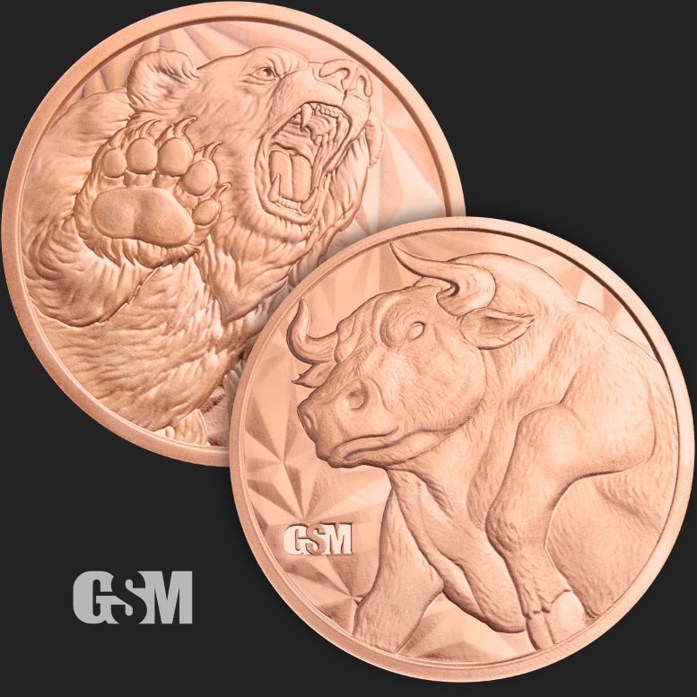 (image for) 1oz Copper Round - BULL & BEAR