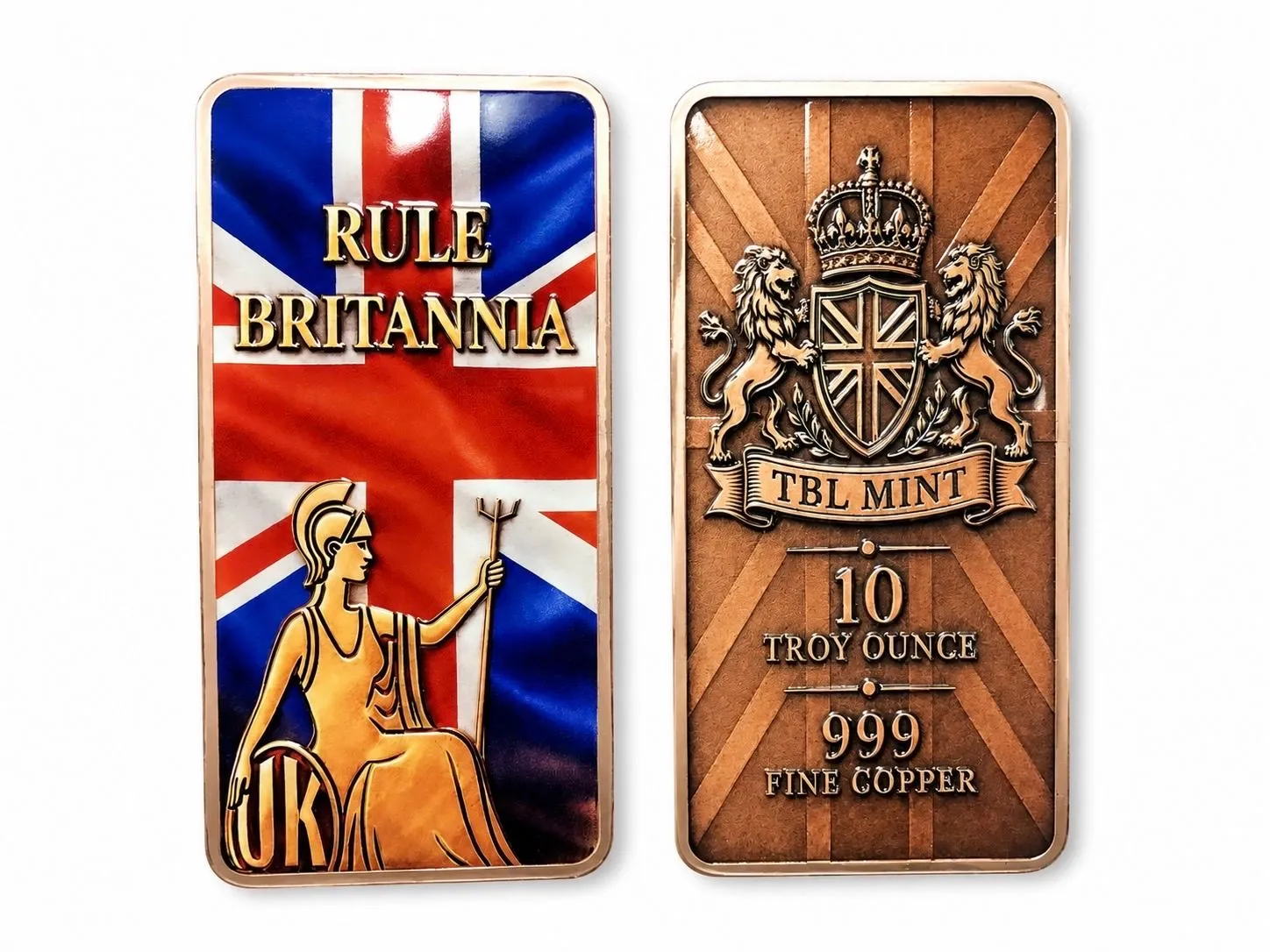 (image for) 10oz Copper Bar - Coloured - RULE BRITANNIA