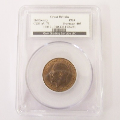 1924 George V HALFPENNY - CGS AU 75