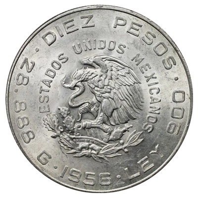 (image for) 1956 Mexico Silver 10 Pesos - Hidalgo Grande