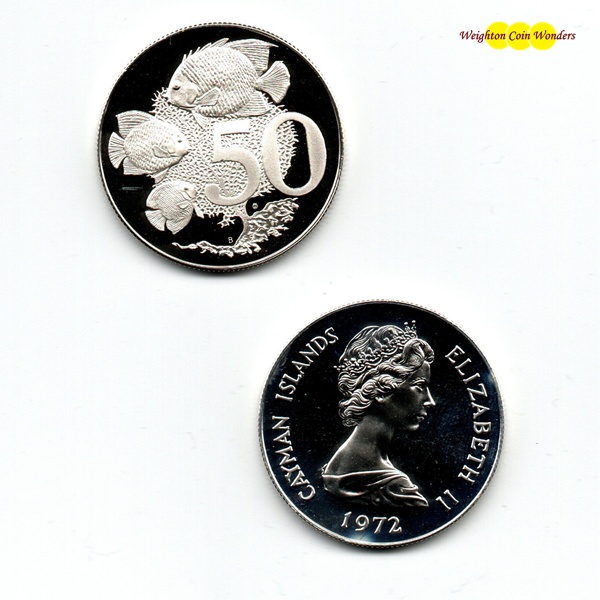 (image for) 1972 - 1975 Caymen Islands Silver Proof 50 Cent