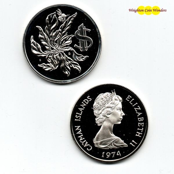 (image for) 1972 - 1975 Caymen Islands Silver Proof One Dollar