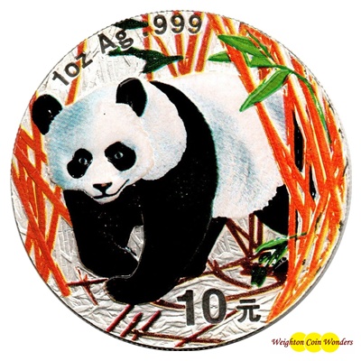 (image for) 2001 1oz Silver PANDA - Colour Highlighted