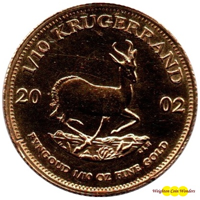 (image for) 2002 1/10thoz Gold KRUGERRAND