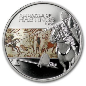 (image for) 2009 Tuvalu 1oz Silver Proof Coloured Coin - BATTLE OF HASTINGS