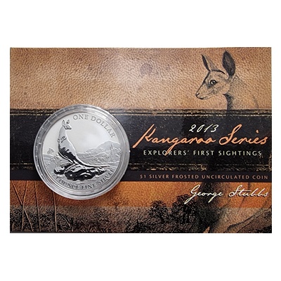 (image for) 2013 1oz Silver KANGAROO - Explorers' First Sightings (Display Card)