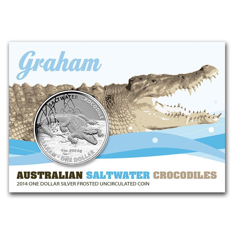 (image for) 2014 $1 Silver Frosted Coin - Saltwater Crocodile - GRAHAM