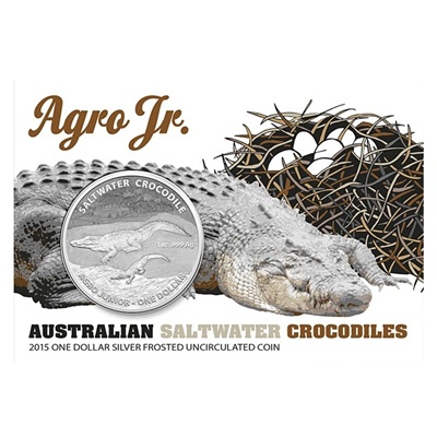 (image for) 2015 $1 Silver Frosted Coin - Saltwater Crocodile - AGRO JR