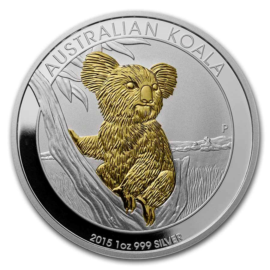 (image for) 2015 1oz Silver GILDED KOALA