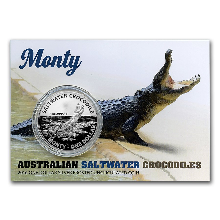 (image for) 2016 $1 Silver Frosted Coin - Saltwater Crocodile - MONTY