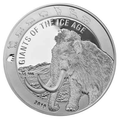 (image for) 2019 1oz Silver Coin - GIANTS OF THE ICE AGE - WOOLLY MAMMOTH