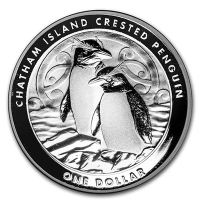 (image for) 2020 New Zealand 1oz Silver Coin - CHATHAM ISLAND CRESTED PENGUIN