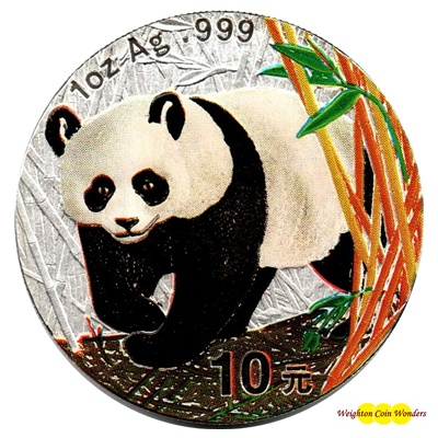 2002 1oz Silver PANDA - Colour Highlighted (image for) 2002 1oz Silver PANDA - Colour Highlighted