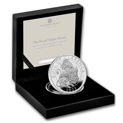 (image for) 2023 1oz Silver Proof Coin - Royal Tudor Beasts - THE BULL OF CLARENCE