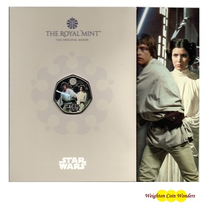 (image for) 2023 BU 50p Coin Pack - Star Wars - Luke Skywalker & Princess Leia - COLOURED
