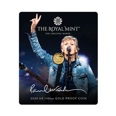 (image for) 2024 UK 1/40oz Gold Proof Coin - Music Legends - PAUL McCARTNEY