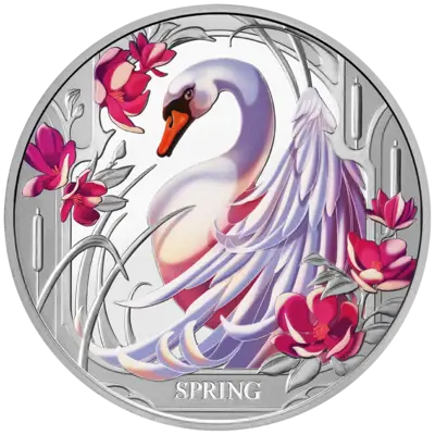 (image for) 2024 1oz Silver Proof Coloured - Seasons Series – SPRING SWAN