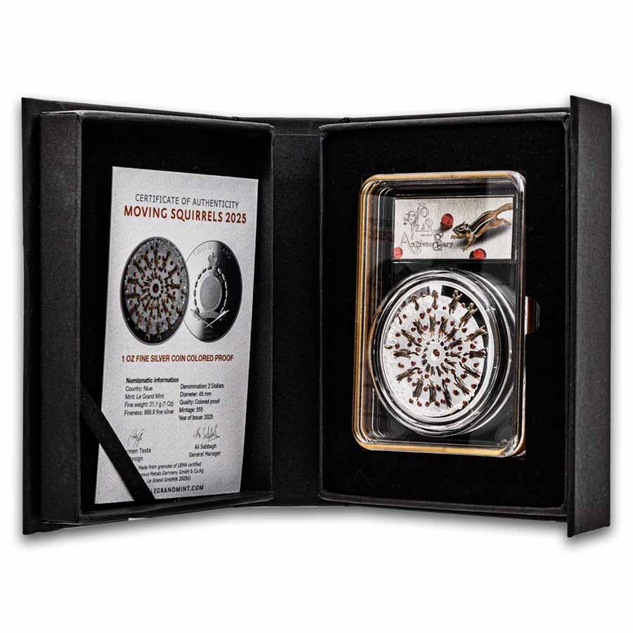 (image for) 2025 Niue 1oz Silver Proof High Relief - MOVING SQUIRRELS