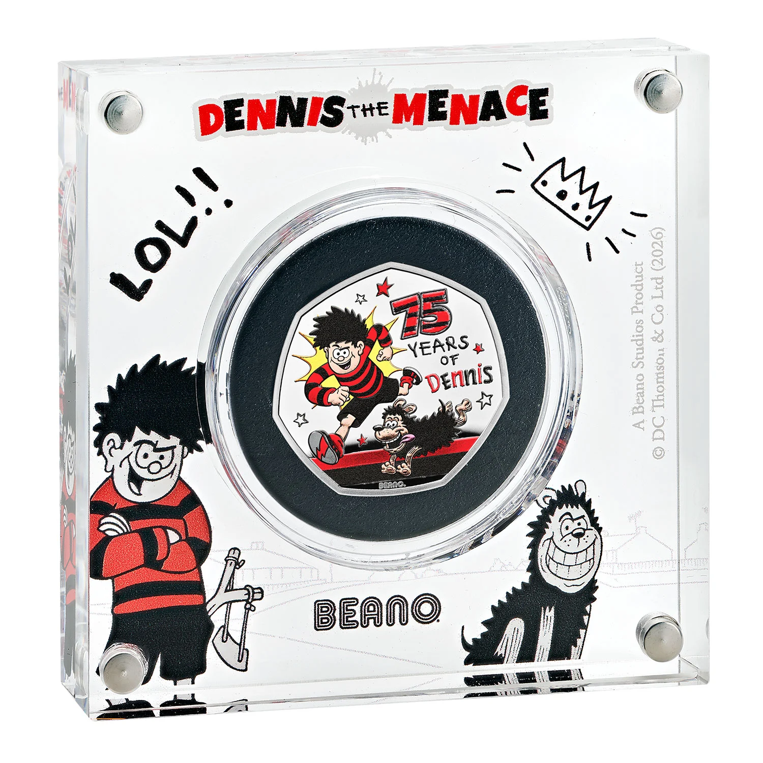 (image for) 2026 Silver Proof 50p Colour Coin - 75 YEARS OF DENNIS THE MENACE