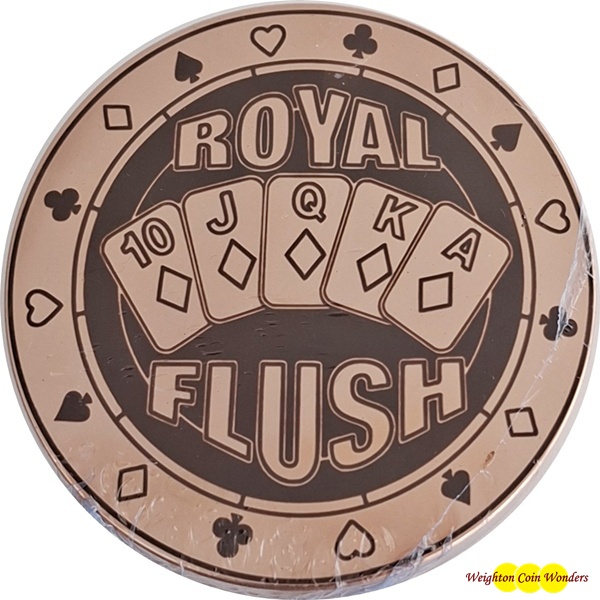 1 Kilo Copper Round - ROYAL FLUSH Design (image for) 1 Kilo Copper Round - ROYAL FLUSH Design