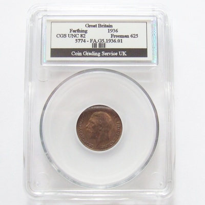 1936 George V FARTHING - CGS Unc 82 - Click Image to Close
