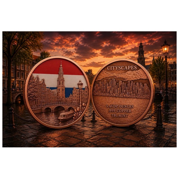 (image for) 5oz Copper Round - City Scapes - AMSTERDAM