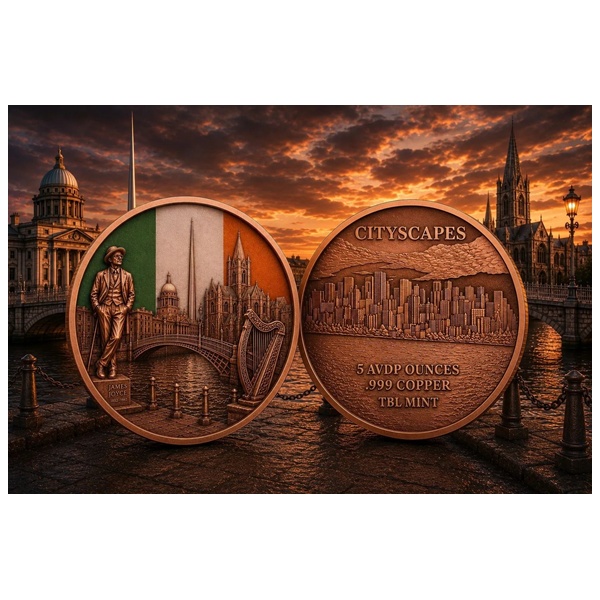 (image for) 5oz Copper Round - City Scapes - DUBLIN