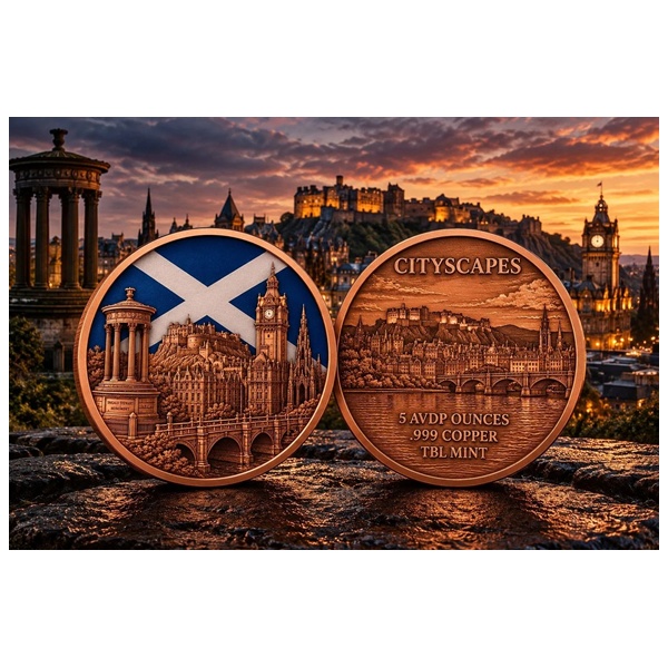 (image for) 5oz Copper Round - City Scapes - EDINBURGH
