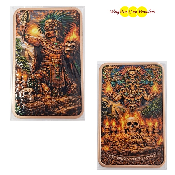 5oz Copper Bar - AZTEC RITUAL Coloured (image for) 5oz Copper Bar - AZTEC RITUAL Coloured