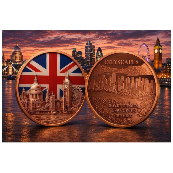(image for) 5oz Copper Round - City Scapes - LONDON