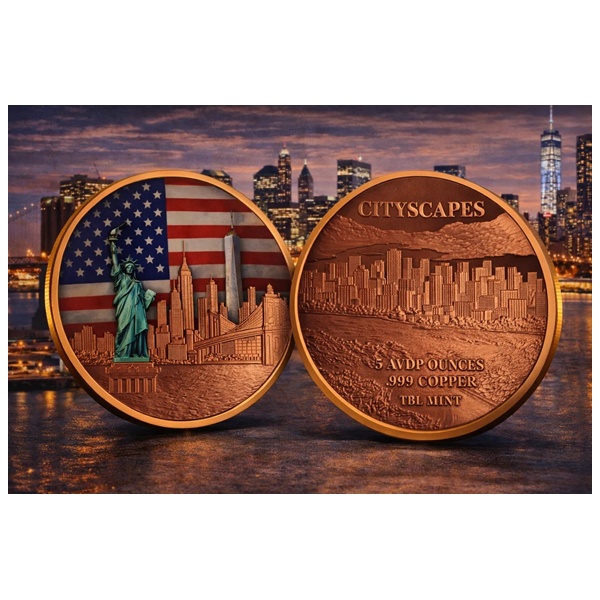 (image for) 5oz Copper Round - City Scapes - NEW YORK