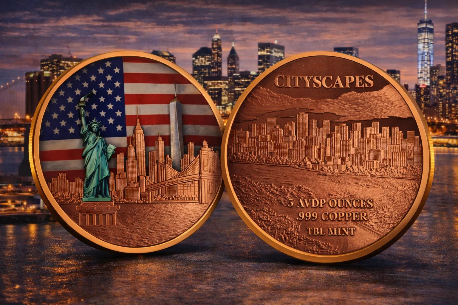 (image for) 5oz Copper Round - City Scapes - NEW YORK