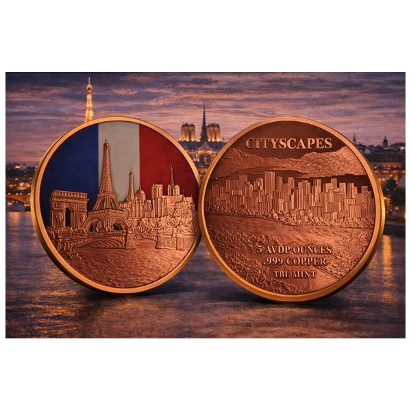 (image for) 5oz Copper Round - City Scapes - PARIS