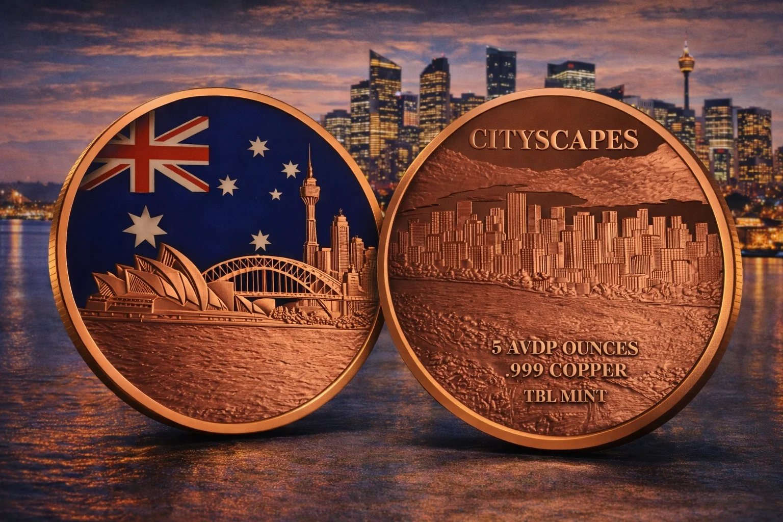 (image for) 5oz Copper Round - City Scapes - SYDNEY
