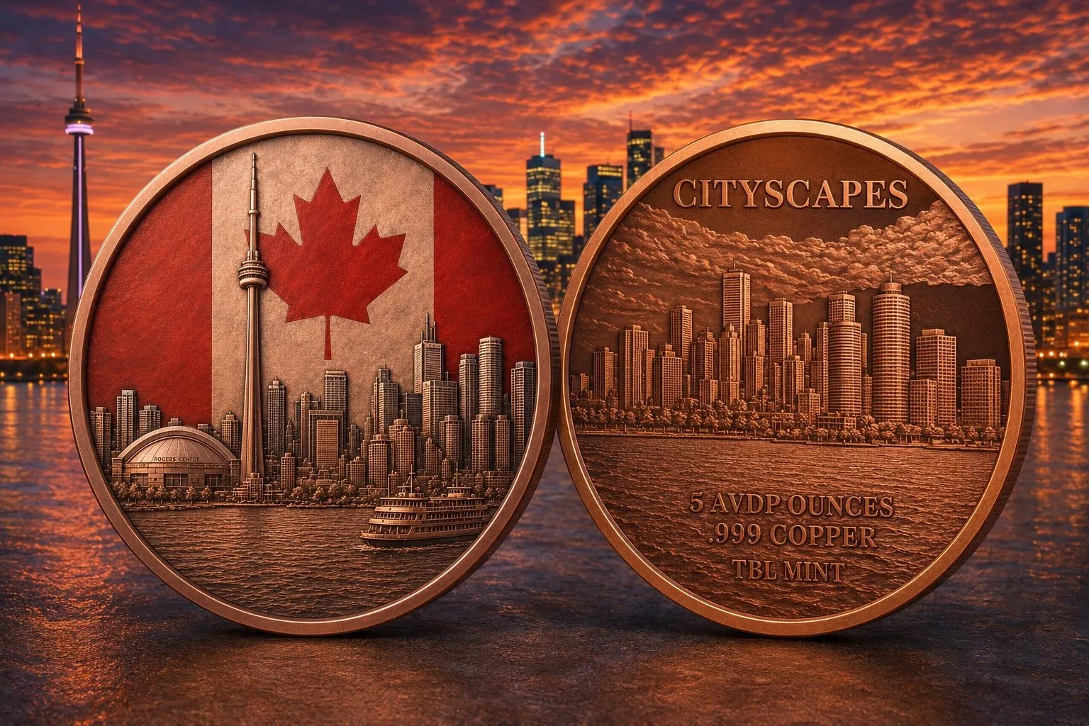 (image for) 5oz Copper Round - City Scapes - TORONTO