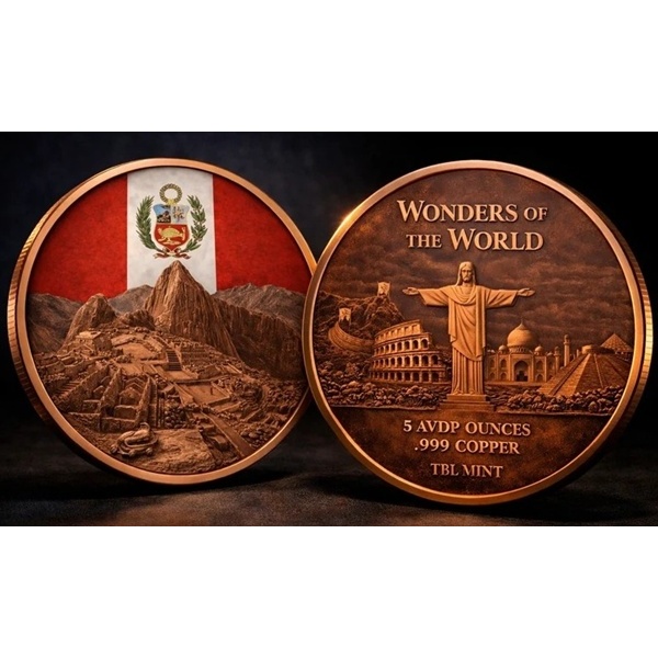 (image for) 5oz Copper Round - Wonders Of The World - MACHU PICCHU