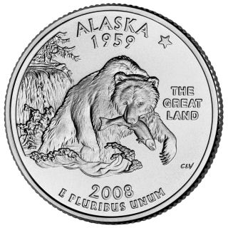 2008 - Alaska State Quarter (P) - Click Image to Close