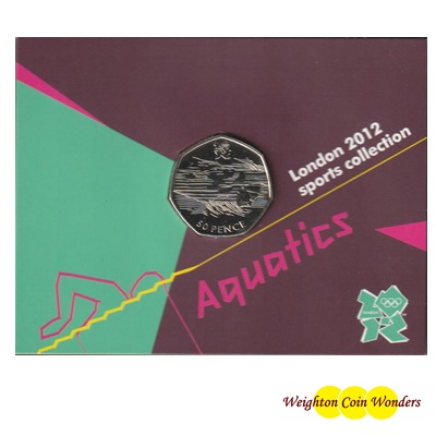 2011 BU 50p Coin (Card) - London 2012 - Aquatics