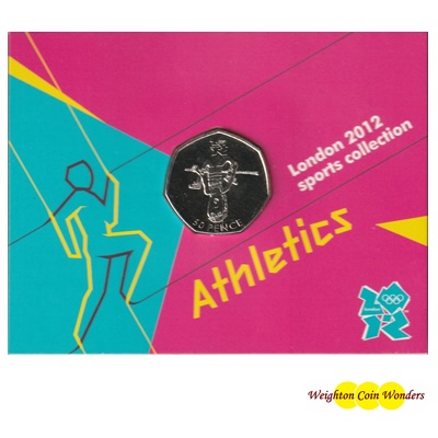 2011 BU 50p Coin (Card) - London 2012 - Athletics
