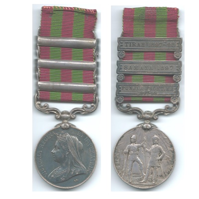India Medal 1895-1902 - 3 Clasps - 4089 Naick Jang Baz - Click Image to Close