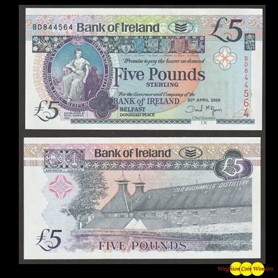 2008 Bank of Ireland £5 (BD844564)