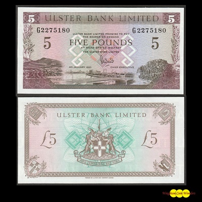 1993 Ulster Bank Limited £5 (G2275180) - Click Image to Close