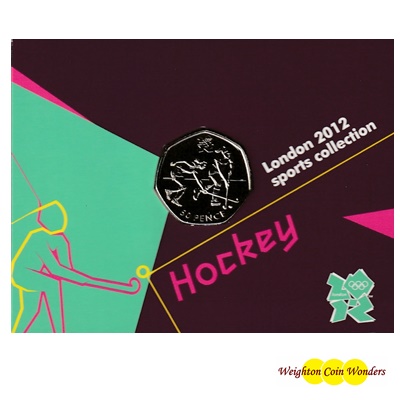 2011 BU 50p Coin (Card) - London 2012 - Hockey