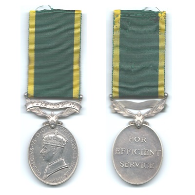 Efficiency Medal – Territorial - Bmbr. J Menzies - Click Image to Close