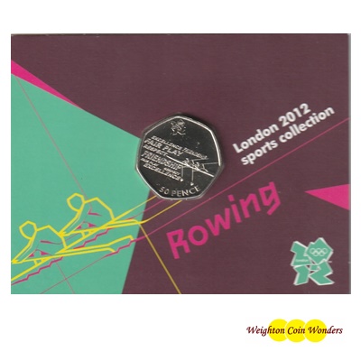 2011 BU 50p Coin (Card) - London 2012 - Rowing