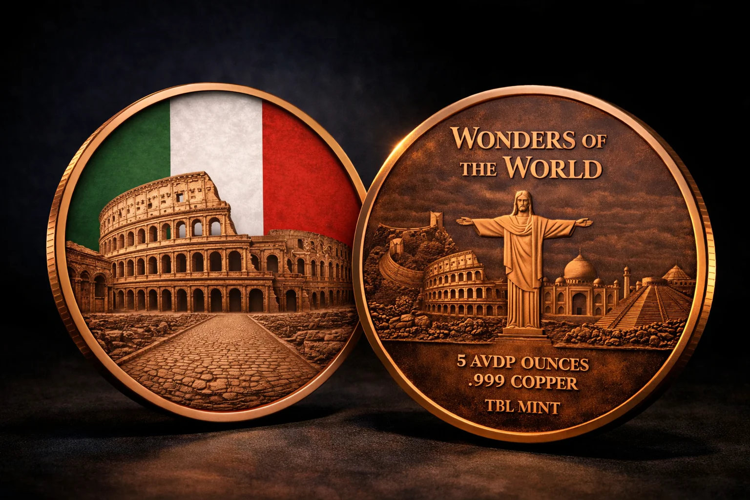 (image for) 5oz Copper Round - Wonders Of The World - The Colosseum