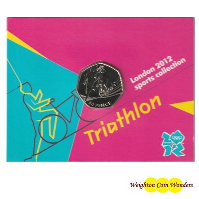 2011 BU 50p Coin (Card) - London 2012 - Triathlon