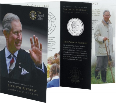 2008 BU £5 Coin Pack - HRH The Prince of Wales - 60th Birthday - Click Image to Close