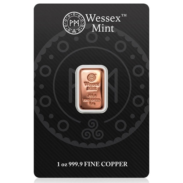 (image for) 1oz Cast Copper Bar in Blister - Wessex Mint