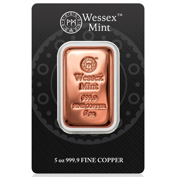 (image for) 5oz Cast Copper Bar in Blister - Wessex Mint